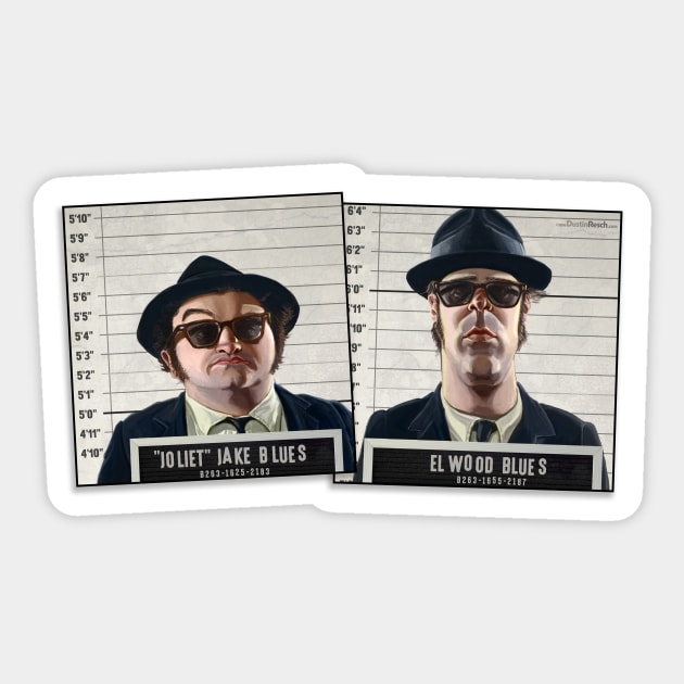 Blues Brothers Mugshots Sticker by Dustin Resch